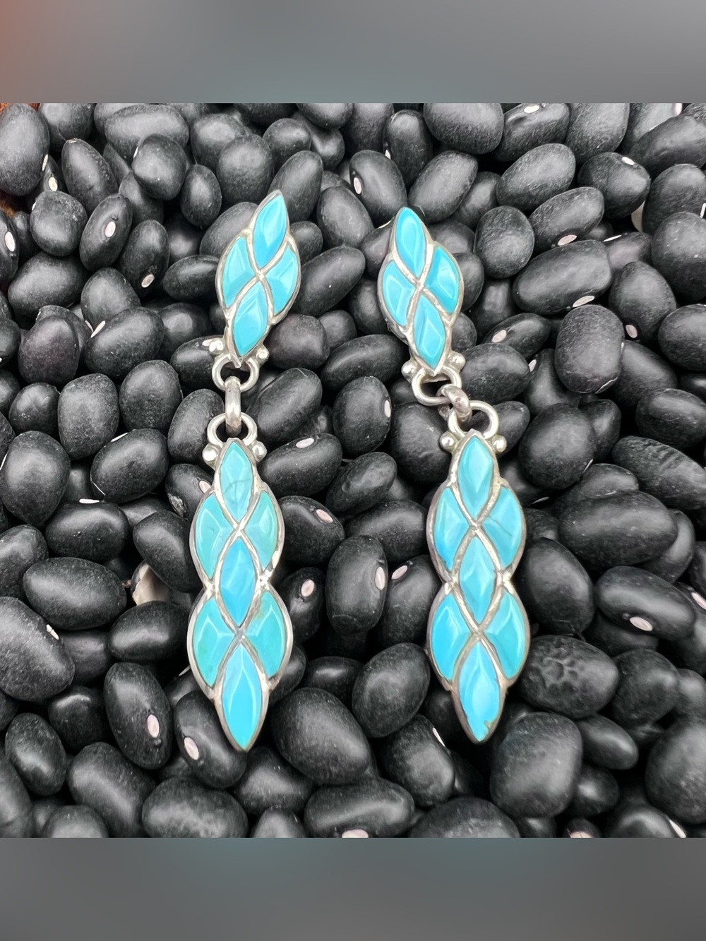 Sterling Silver Turquoise Inlay Earrings